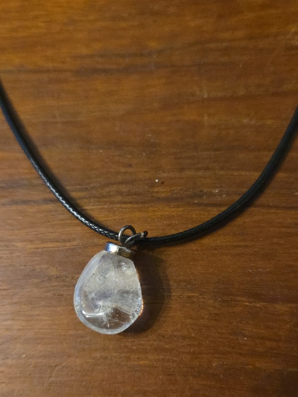 Clear Glass Pendant Cord Necklace